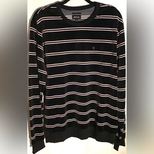 Brixton Black Long Sleeve Crewneck with Red and White Stripes